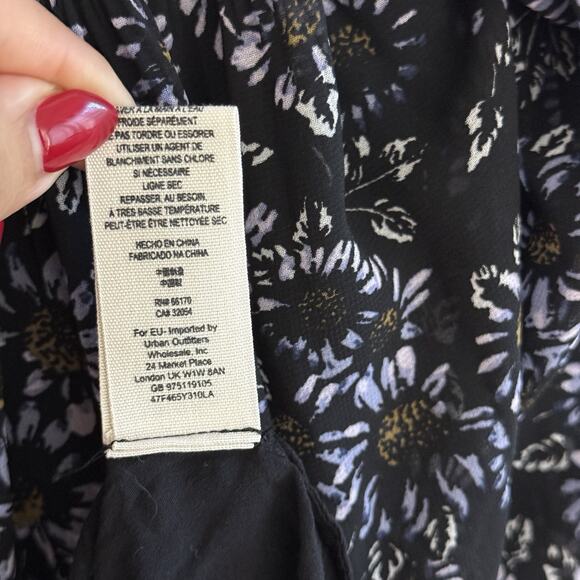 Free People Dress Open Back Size XS Black & Purple Floral Boho Charlotte Lace - Picture 11 of 16